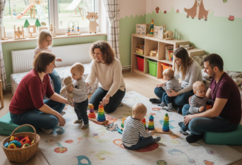 Rodzice z dziećmi podczas adaptacji w przedszkolu Malinowy Domek — pierwsze dni w nowej przestrzeni